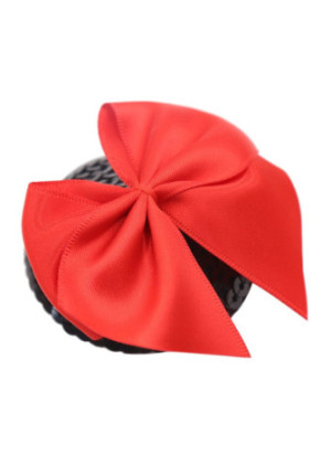 Paire de cache tétons adhésifs noir avec nœud papillon rouge - NP-1063